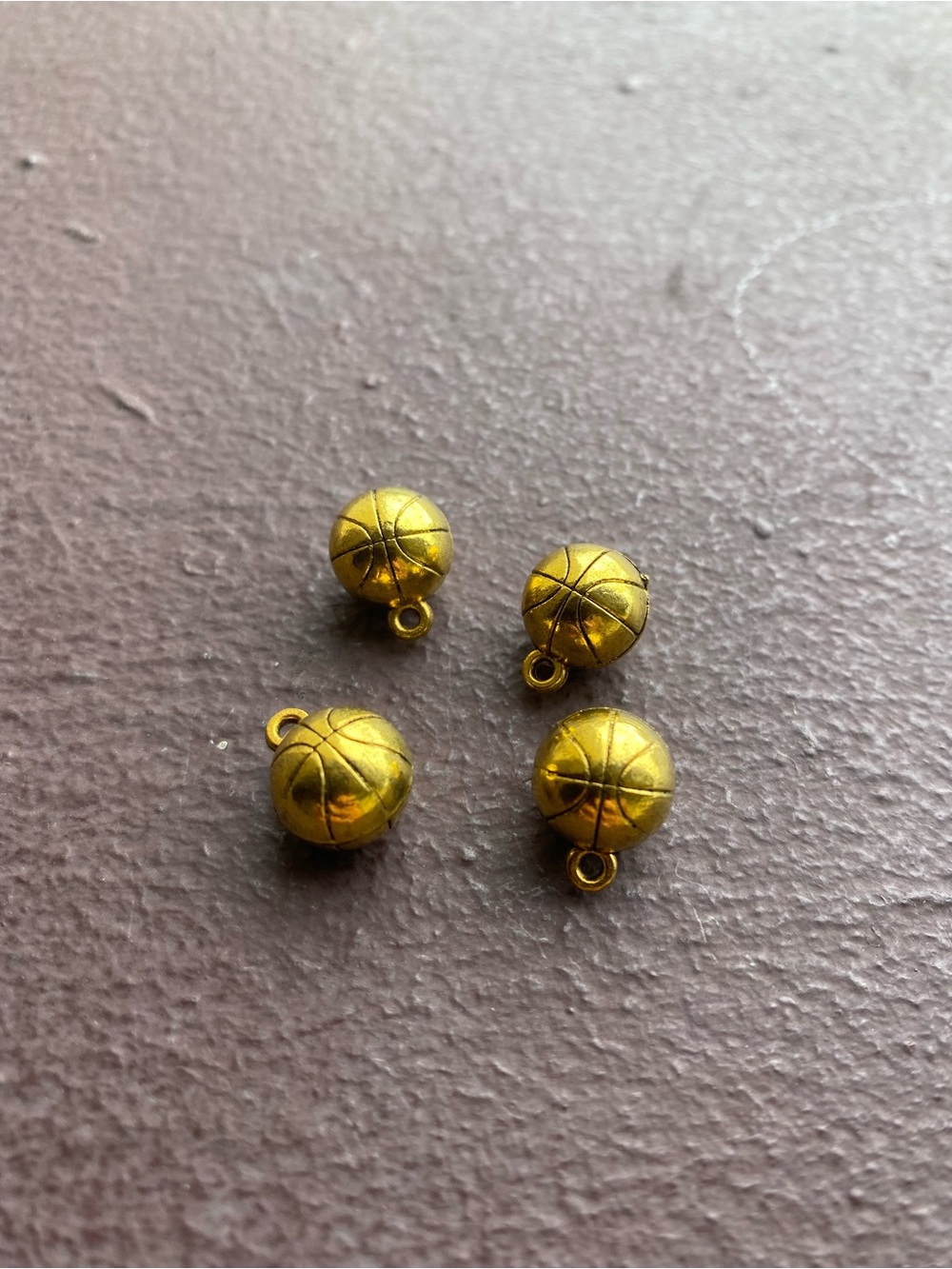4 Piece Gold-Tone Basketball Stainless Steel Charm Pendants for DIY Jewelry